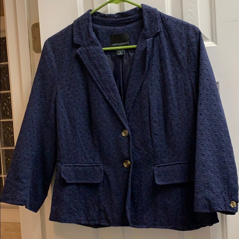 Navy Eyelet Blazer